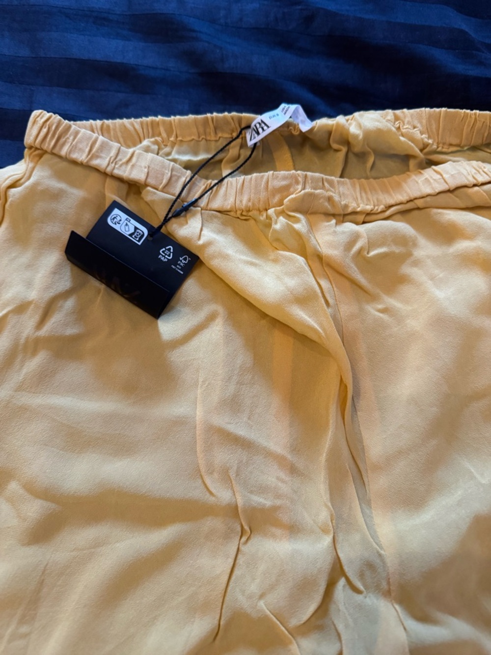 Zara Mustard Yellow Viscose Pants with Elastic Waist
